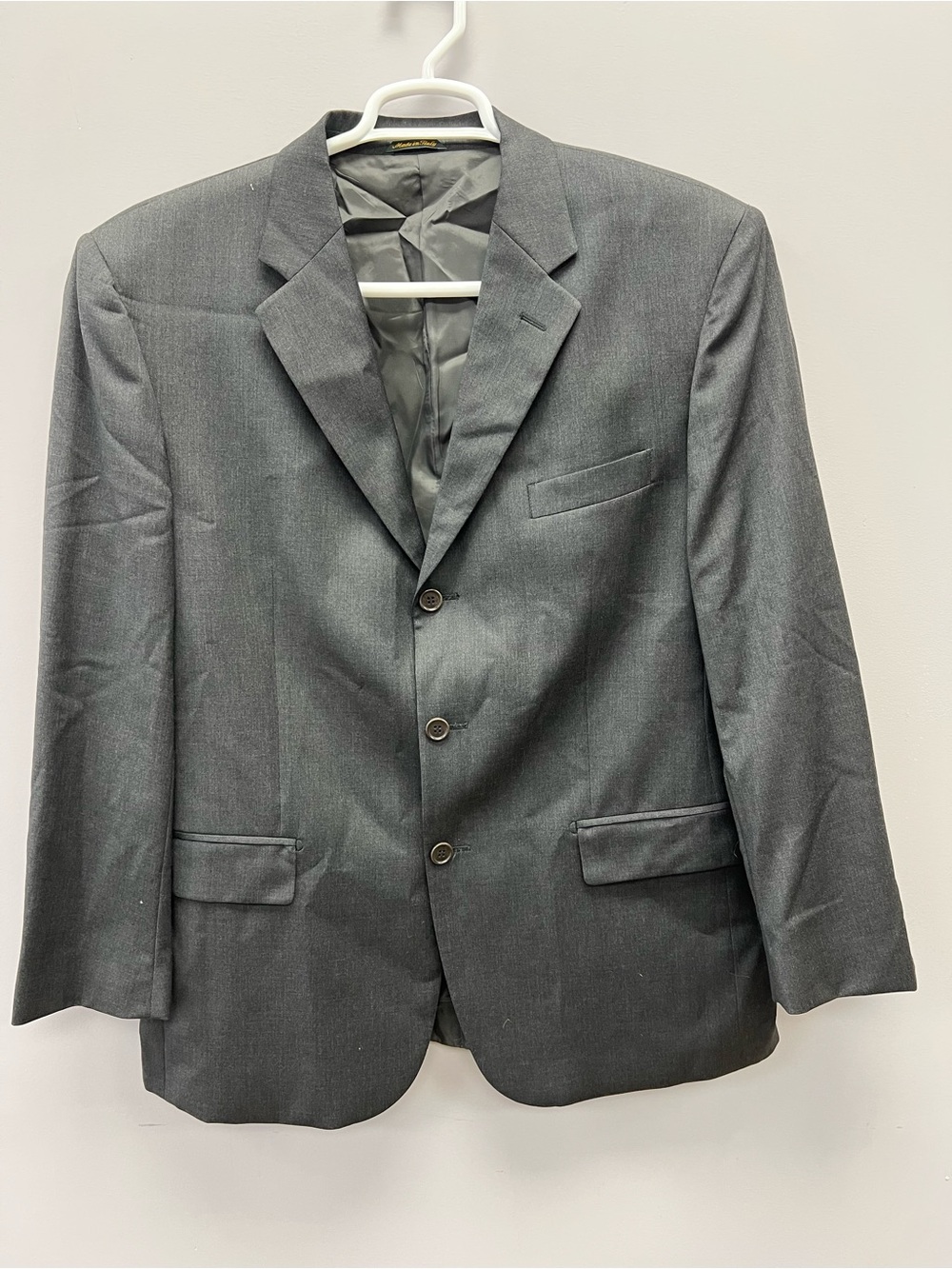 Principe 100% Wool Men's Classic Gray Three-Button Blazer 44R